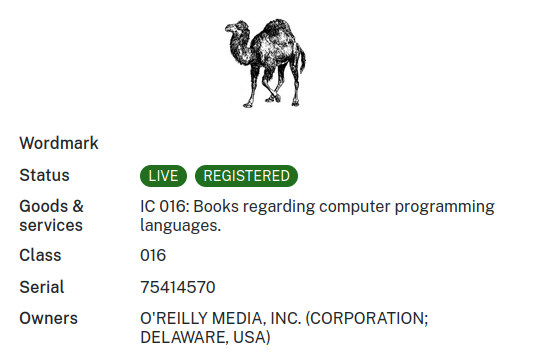 Perl Camel USPTO Trademark